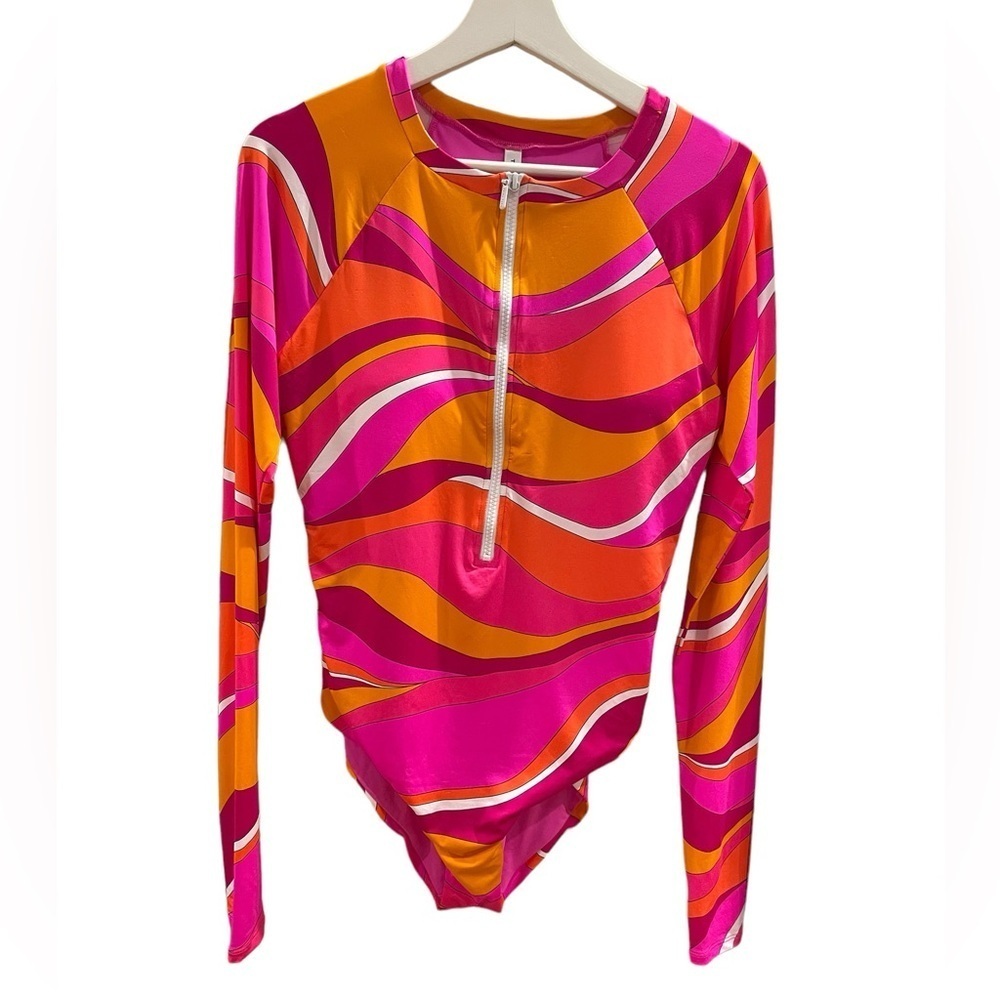 Trina Turk Pink and Orange Wave One Piece Swimsuit